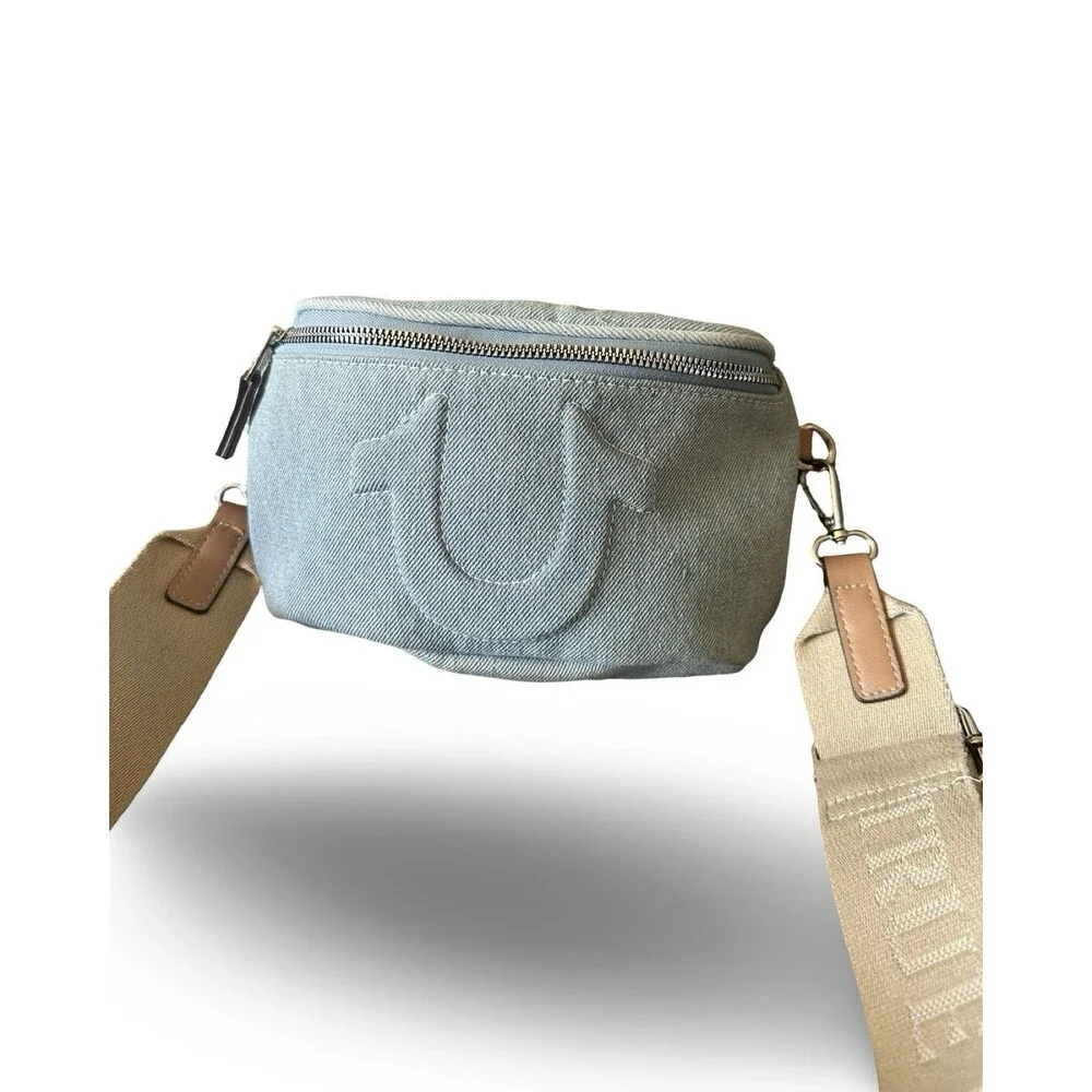 TRUE RELIGION BLUE DENIM CROSSBODY X-BODY BAG +  UNISEX  AUTHENTIC
